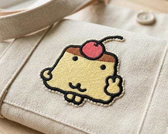 Kawaii Dessert Iron On Patch, Cute Caramel Pudding Embroidered Badge, Aesthetic Food Applique for Jackets, DIY Backpack Decoration Gift