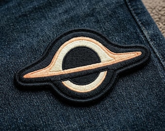 Parche bordado de agujero negro, insignia termoadhesiva del horizonte de sucesos espaciales, decoración para chaqueta de galaxia del espacio exterior, regalo de astronomía celestial para científicos.