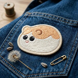 Cute Hamster Embroidered Patch - Kawaii Animal Iron On Patch for Jackets, Backpacks - Small Round Guinea Pig Badge, DIY Clothing Accessory