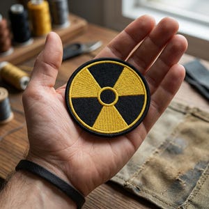 Yellow Radiation Symbol Patch, Nuclear Warning Sign Embroidered Patch, Tactical Morale Patch for Backpacks, Iron On Applique for Jackets