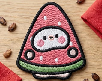 Cute Watermelon Patch, Kawaii Embroidered Patch for Backpack, Summer Fruit Iron On Patch, Cute Monster Badge, Aesthetic Jacket Patch