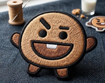 Angry Cookie Embroidered Patch, Cute Cartoon Biscuit Iron On Patch, Funny Buck Tooth Character Badge, Custom Jacket Decal, Gift for Friends