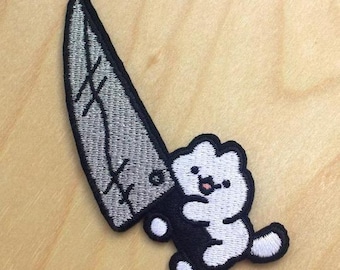Angry Cat Embroidered Patch | Funny Cat Iron On Patch | Moody Kitten Badge for Denim Jackets | Rude Cat Patches for Backpacks DIY Craft