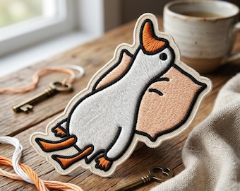 Playful Duck Embroidered Patch, Goose Iron-On for Crafting and Gear, Cute Embroidered Goose Patch, Collectible Animal Applique for Jackets