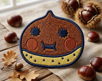 Cute Chestnut Embroidered Patch, Kawaii Autumn Nut Iron On Patch, Funny Fall Badge for Jacket, Cottagecore Backpack Patches DIY Accessory