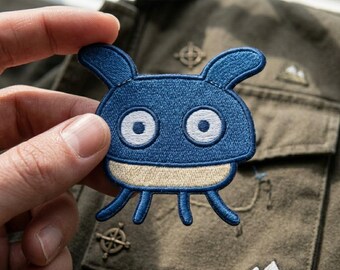 Cute Blue Monster Embroidered Patch, Cartoon Alien Iron On Patch, Anime Style Jeans Patch, Kawaii Robot Badge for Backpack Jacket