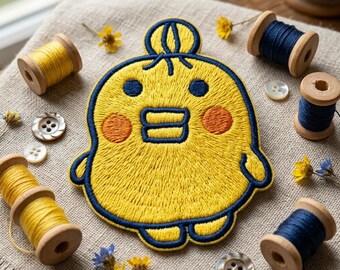 Cute Yellow Bird Embroidered Patch | Kawaii Chick Iron On Patch | Funny Duck Badge for Jackets Backpacks | Aesthetic DIY Applique