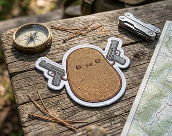 Funny Potato with Guns Embroidered Patch - Tactical Potato Iron On Badge - Cute Vegetable Morale Patch for Backpacks, Jackets, and Gear