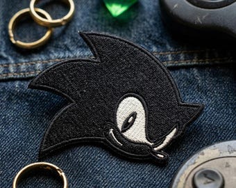 Retro Gaming Embroidered Patch, Cartoon Character Iron On Patch for Jackets, Cool Blue Spiky Hair Badge, Y2K Anime Aesthetic Patch