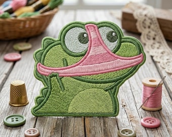 Funny Green Lizard Embroidered Patch - Unique Creature Jacket Badge patch embroidery