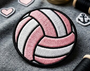 Pink Volleyball Patch Embroidered Iron on Patches for Jackets | Cute Sports Team Badge | Aesthetic Backpack Decal | Volleyball Player Gift