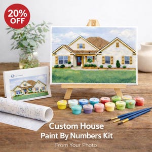 Custom House Portrait Paint by Numbers Kit – Personalized New Home Gift – First Home Closing Gift – Realtor Client Gift