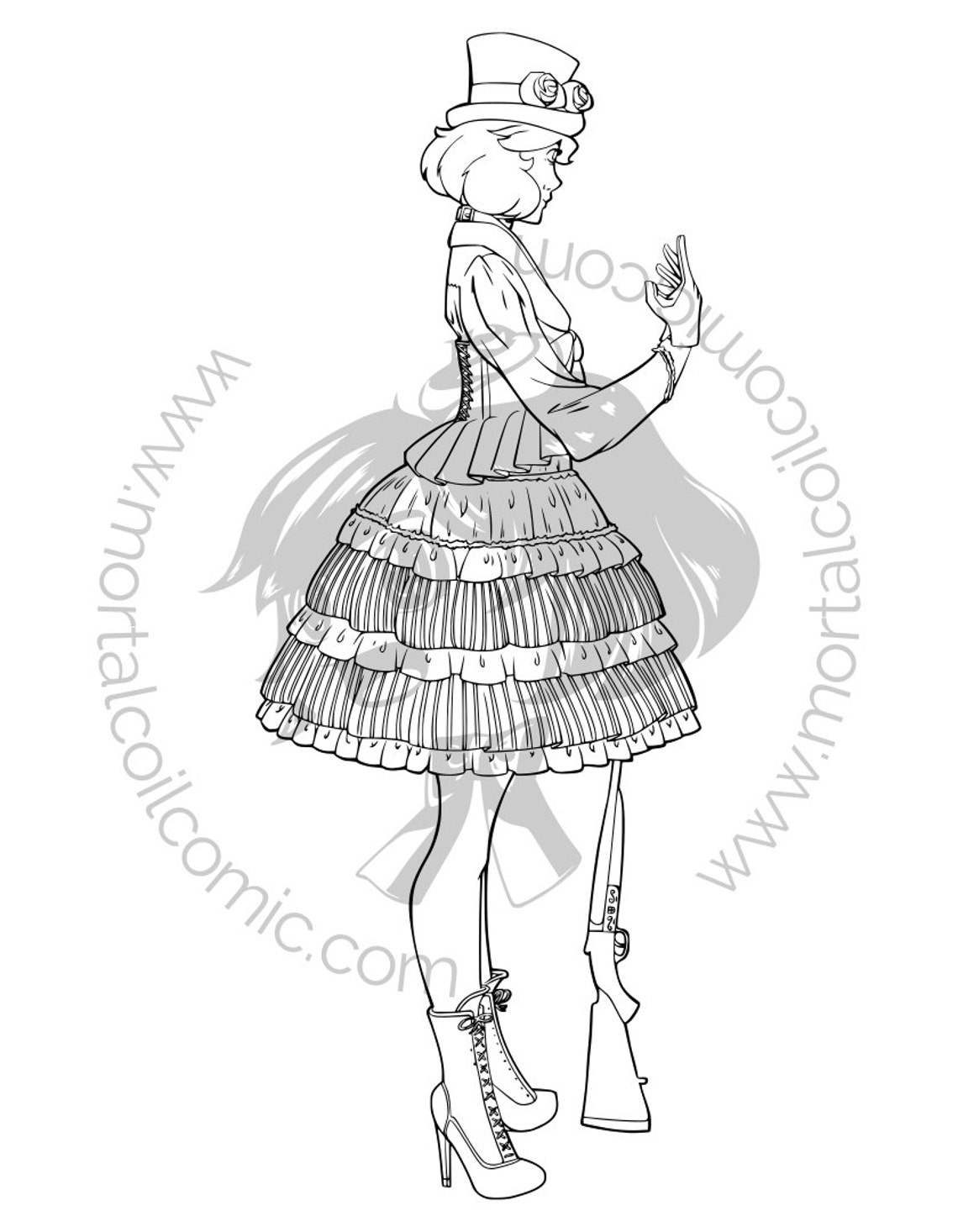 The Aristocrat Gothic Lolita Fashion Coloring Page 2 Digital | Etsy