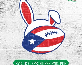 Puerto Rico Flag Bunny Football SVG PNG Digital Download for Shirt, Keychain, Superbowl, Bunny Bowl, Team Benito Fan Gift, Digital Download