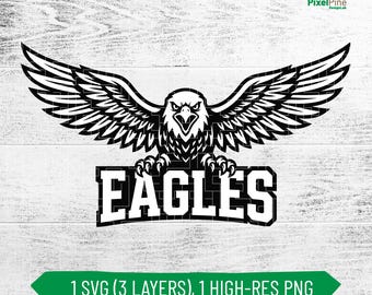 Eagles SVG, Eagle PNG, Football Team Clipart, Cricut Cut File, Layered Svg, Digital Download
