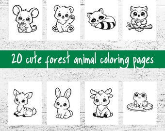 Forest Animal Coloring Pages for Toddlers | 20 Cute Woodland Pintables for Kids | Simple Forest Creatures (PDF Download), Digital Download