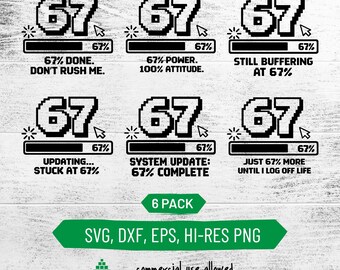 Six Seven SVG Progress Bar Bundle | Pixel Progress Bar | T-Shirt, Mug & Laptop Sticker Design | Svg PNG | Meme Graphics, Digital Download