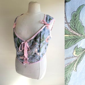 Floral Corset Vest | Cottagecore Bodice | Fairycore Fantasy Overbust Top | Renaissance Costume Cosplay | Victorian Dark Academia Bustier