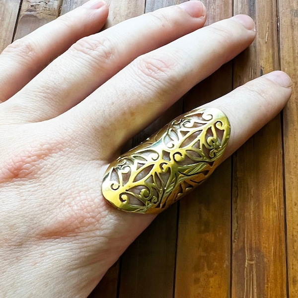 Brass Elven Ring | Celtic Knot Four Directions | Art Nouveau Medieval Viking Renaissance | Steampunk Witchy Fairycore Mystical Boho Jewelry