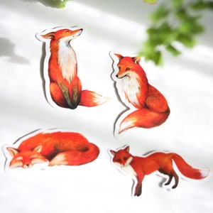 Stickers renard roux | Noyau de fée gobelin des bois | Découpe brillante en vinyle imperméable | Sticker décoratif pour ordinateur portable de la faune | Art fantaisiste