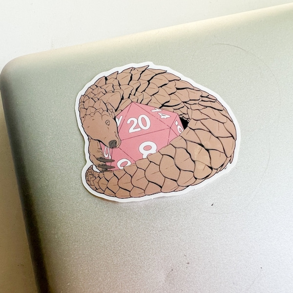Pangolin Dice Sticker | Nerdy Geeky Laptop Decal | Fantasy Board Game Fan Art Journal Scrapbooking Decor | Goblincore Fairycore Whimsical