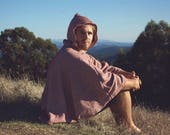 Red Striped Cloak Woodland Hooded Cloak One Size Cloak Hooded Poncho Fall Poncho Hoodie Wool Cloak Unisex Hoodie Boho Poncho