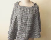 White Houndstooth Cloak Woodland Upcycled Cape Hooded Cloak Hooded Poncho Houndstooth Poncho Hoodie Black White Houndstooth