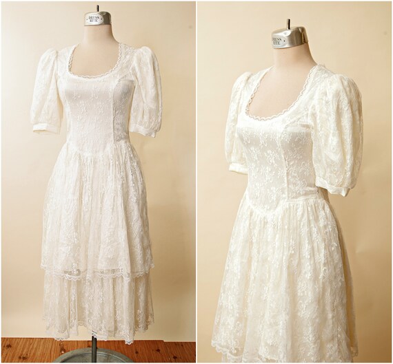 Vintage Lace Wedding Dress Jessica Mcclintock Gunne Sax Etsy