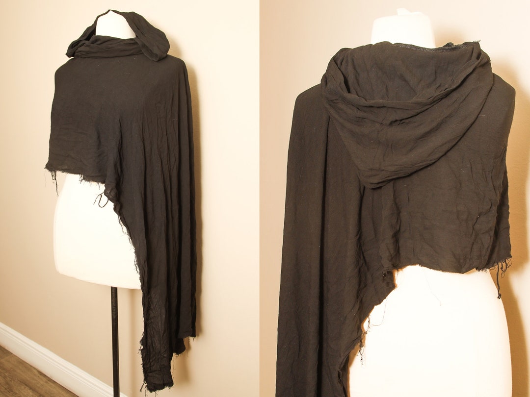 Dark Academia Crow Hooded Cloak, Stylish Gothic Cape