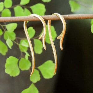 Brass Floral Spiral Earrings | Geometric Threader Point Jewelry