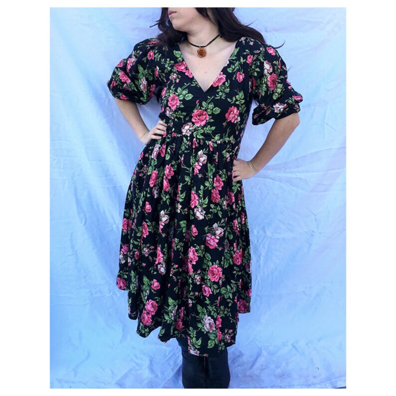 black floral boho dress