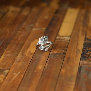 Adjustable Leaf Ring | Sterling Silver Branch Nature Jewelry