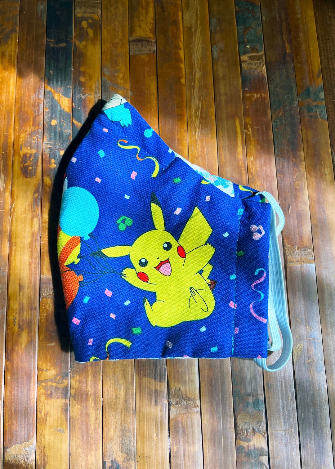 Pokemon Face Mask Dark Blue Pikachu Party Cotton Dust Covering Fitted