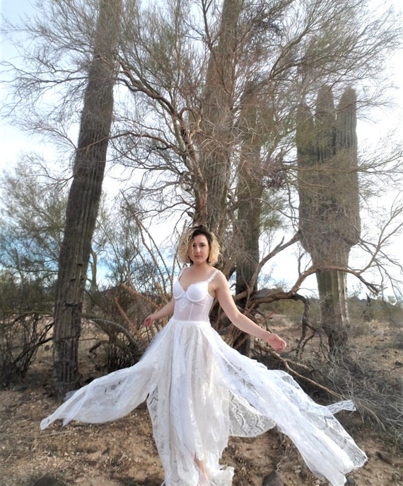 Lace Faerie Dress White Lingerie Fairy Gown Bespoke Boho Etsy