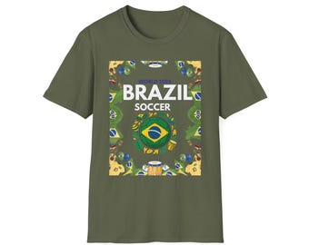 Camiseta con diseño de fútbol de Brasil / Escudo de la bandera de Brasil
