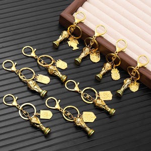 Gold World Cup Trophy Keychain | National Team Crest Soccer Fan Accessory