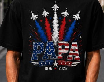 Proud Dad Grandpa Nation Flag American 250th Anniversary Comfort Colors Shirt, Grandpa Father's Day Gift
