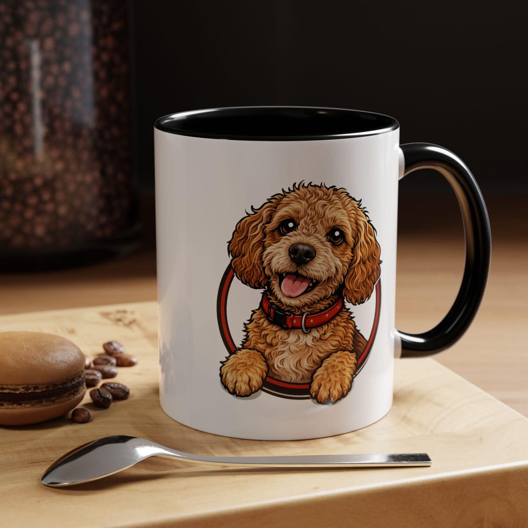 Set Cockapoo Mugs Cute Brown Poodle Cockapoo Illustration Mug | Accent Coffee Mug 11oz - Etsy