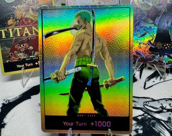 One Piece 4 Estilo Espada Zoro DON!! Carta Proxy Personalizada de Juego de Tronos con Efecto Holográfico y Textura TCG