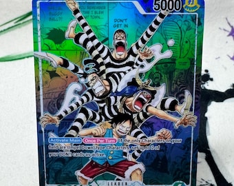 G/U Verde Azul Luffy OP16 Manga Líder One Piece TCG Textura personalizada foil Proxy