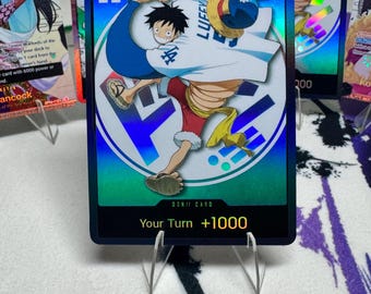 Carta personalizada de Luffy DON!! de los Dodgers de Los Ángeles de One Piece (2026) con acabado holográfico y textura.