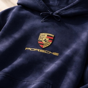 Bluza z kapturem i haftowanym logo Porsche unisex | Gadżety wyścigowe Formuły 1 | Bluza z kapturem z haftowanym logo Porsche F1