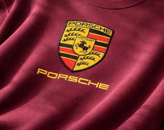 Sudadera de cuello redondo con el logotipo bordado de Porsche / Merchandising de Fórmula 1 / Sudadera con capucha bordada de Porsche F1