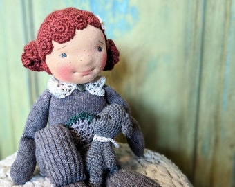 Waldorf style Cashmere sock doll - Scarlett