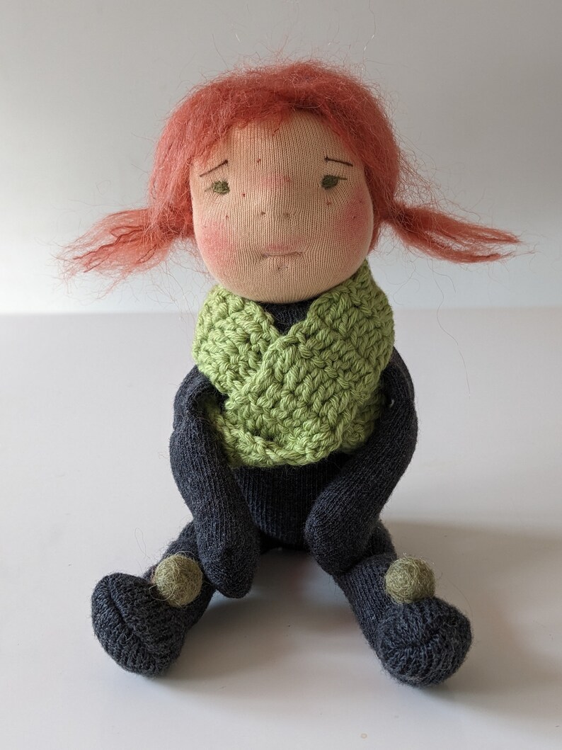 Amber mini grey waldorf sock doll. image 4