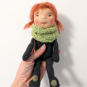 Amber mini grey waldorf sock doll. image 2