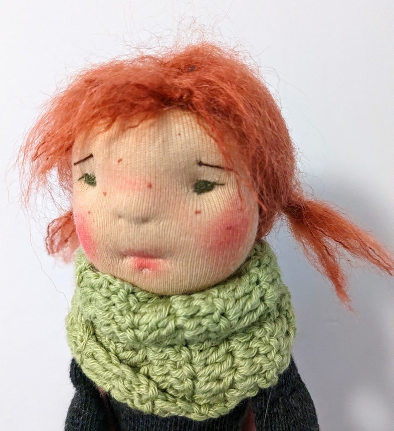 Amber mini grey waldorf sock doll. image 3