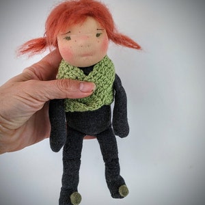 Amber mini grey waldorf sock doll. image 1