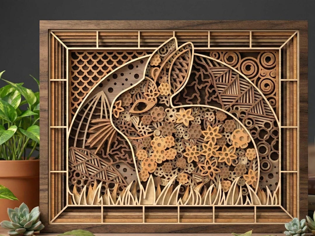 MD39 Layered Standing Easter Bunny Decoration Wall Art SVG 3D Woodland ...