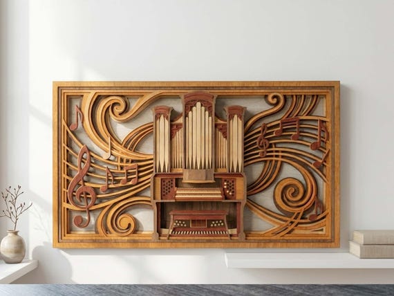 MD64 Cathedral Pipe Organ Wall Art SVG 3D Woodland Laser Cut File
